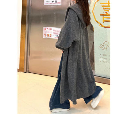 Cardigan Largo con Capucha Estilo Coreano Tejido para Mujer - Image 19