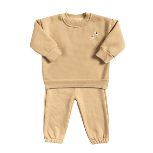 Conjunto de Sudadera Polar con Bordado de Crisantemo para Niños - Image 3
