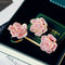 Gemstone Three-dimensional Rose Flower Heavy Industry Ring Open ring earrings