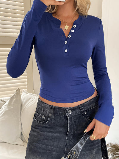 Blusa Manga Larga con Botones en Colores Sólidos para Mujer - Image 13
