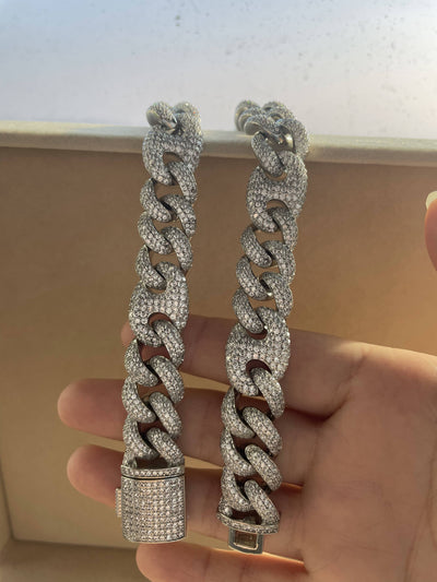 Cadena Cubana Hip Hop 15mm Tres en Uno con Cierre Nariz de Cerdo - Collar y Pulsera - Image 18