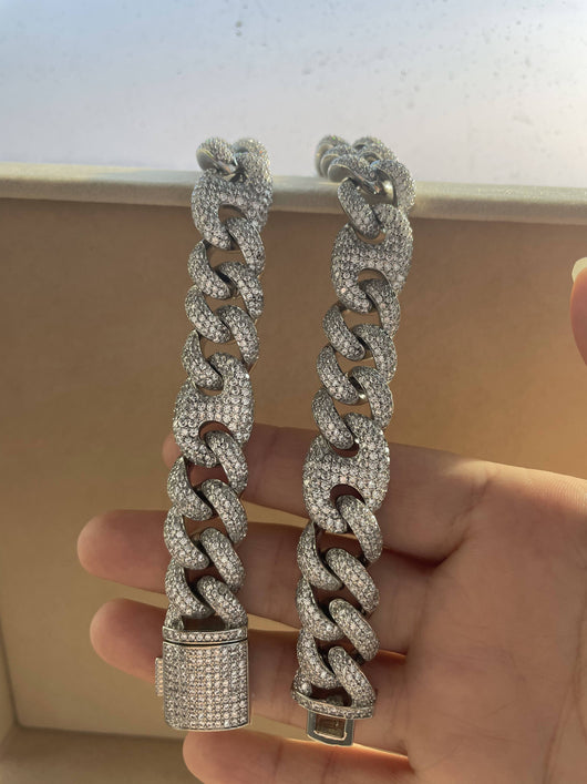 Cadena Cubana Hip Hop 15mm Tres en Uno con Cierre Nariz de Cerdo - Collar y Pulsera - Image 18