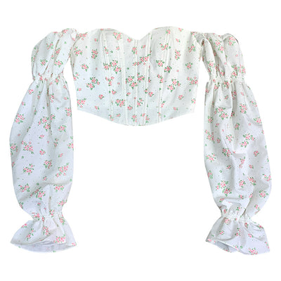 Blusa Floral de Hombro Descubierto con Mangas Abullonadas - Transición Otoñal - Image 3