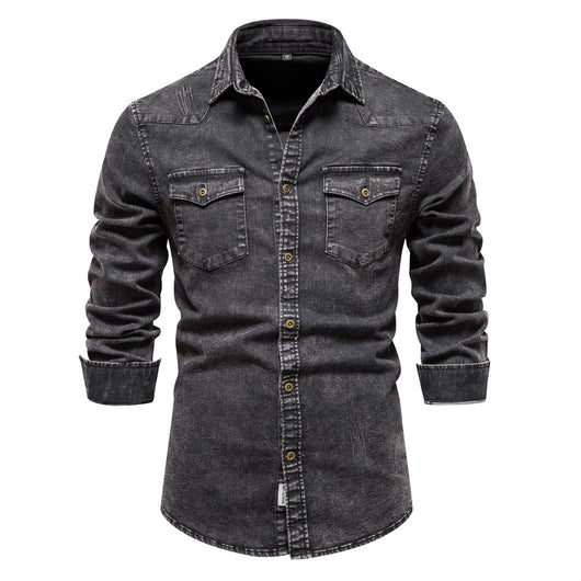 Camisa de Mezclilla para Hombre Resistente con Lavado Industrial - Image 11