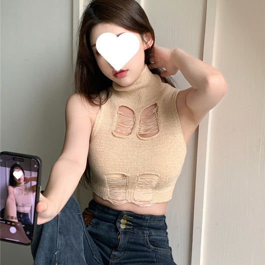 Chaleco Tejido Cuello Alto con Cutouts Adelgazante para Mujer - Image 12