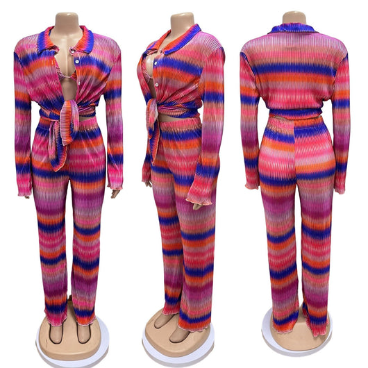 Traje de Pantalón Plisado Estampado con Stretch para Mujer - Image 16