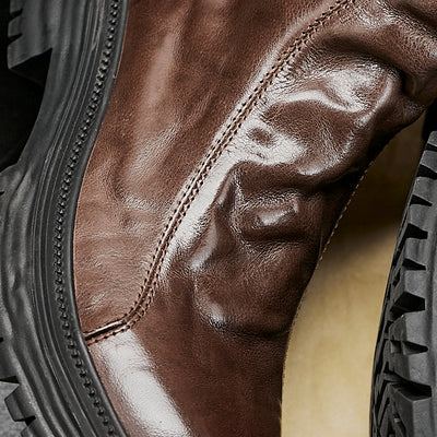 Botas Worker de Cuero Genuino con Plataforma para Hombre - Otoño e Invierno - Image 3