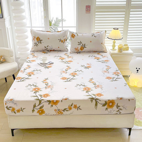 Juego de Sábana Ajustable y Funda de Almohada Estampada en Fibra Sintética