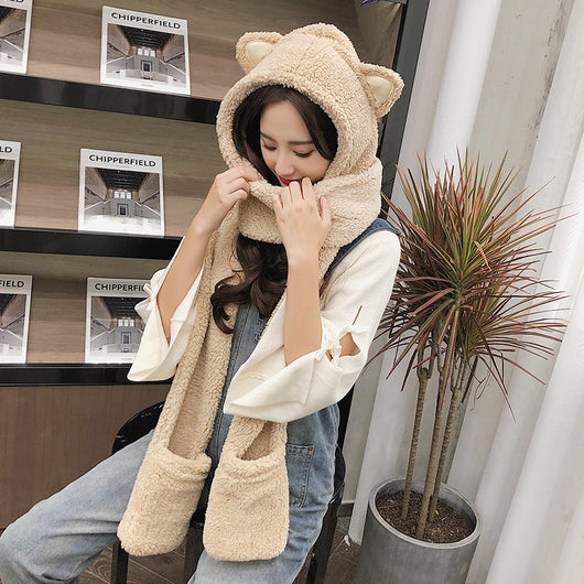 Gorro y Bufanda Cálidos con Orejas de Gato - Conjunto Coreano para Invierno - Image 8