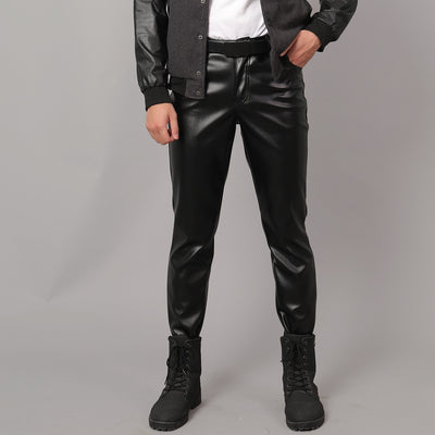 Pantalones Slim Fit de Cuero Coreano para Hombre - Image 8
