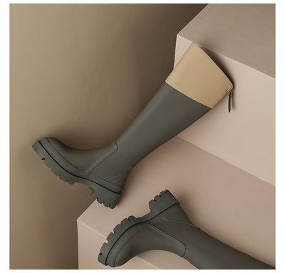 Botas de Suela Gruesa con Punta Redonda y Diseño Monocromático - Image 6