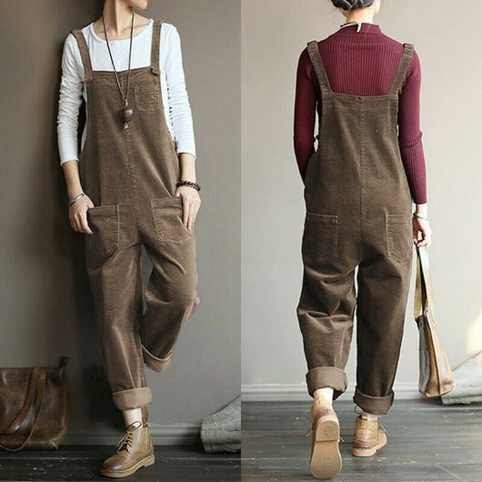 Pantalón Peto de Pana Liso para Mujer - Estilo Casual Versátil - Image 3