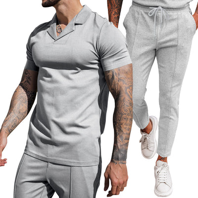 Traje Casual de Dos Piezas con Camisa Cuello V y Pantalón Corto - Image 7