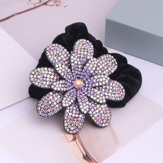 Coletero Scrunchie de Tela con Diseño Étnico de Diamantes - Image 2
