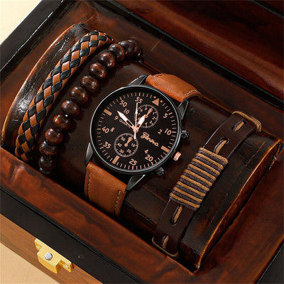 Reloj de Lona con Tres Esferas y Pulsera PU - Set Completo - Image 13