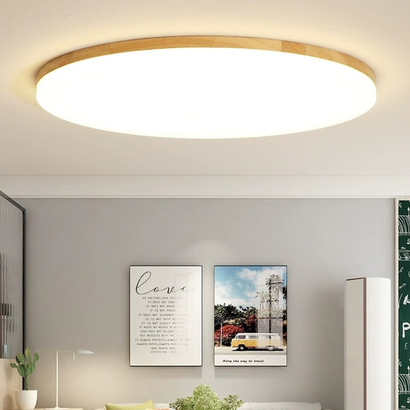 Lámpara de Techo LED Redonda Minimalista Nórdica en Madera Maciza