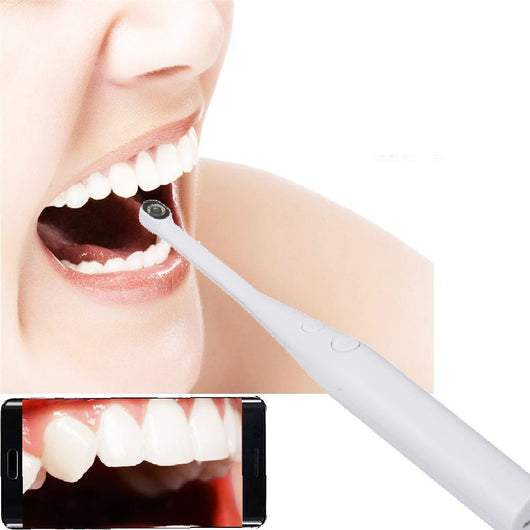 Dark gray HD USB visual dental appliance with camera tip and control buttons, connected to a USB-A plug.