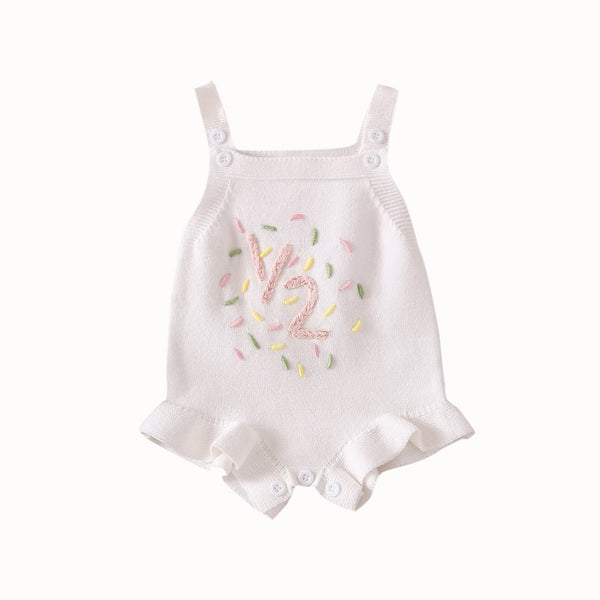 Enterizo Romper con Suéter Bordado y Volantes