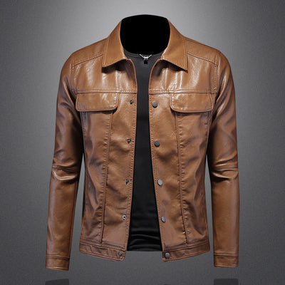 Chaqueta de Cuero para Motociclista con Solapa Clásica - Image 12