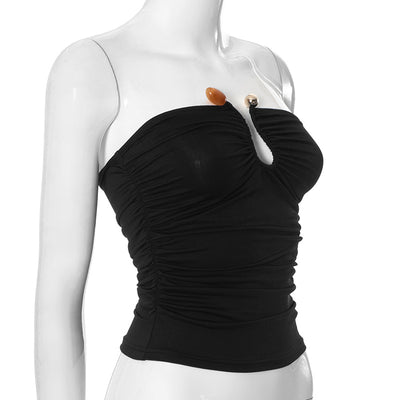 Blusa Escotada sin Espalda con Pliegues y Detalles en Ágata - Image 28