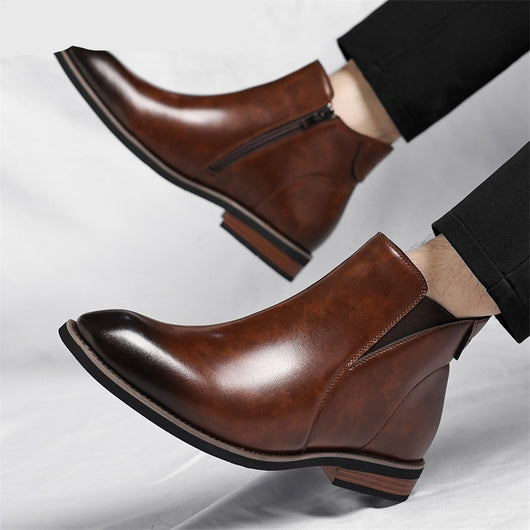Botas Altas Retro de Cuero para Hombre - Estilo Formal Clásico