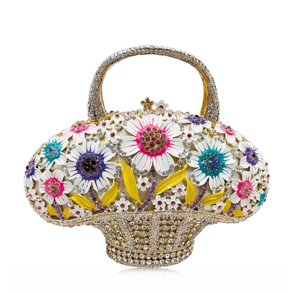 Bolso Miniatura Diamond Banquet con Diseño de Canasta Floral para Mujer
