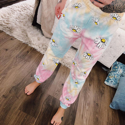 Pantalón Deportivo Casual con Estampado de Crisantemo