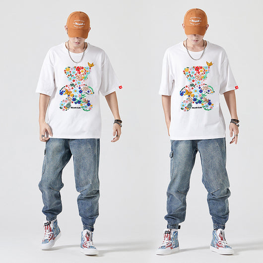 Playera de Pareja Estampado Oso Marino Algodón Manga Corta Suelta - Image 5