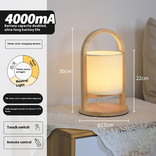 Lámpara Nocturna Minimalista de Madera con Control Remoto y Carga Inalámbrica - Image 6