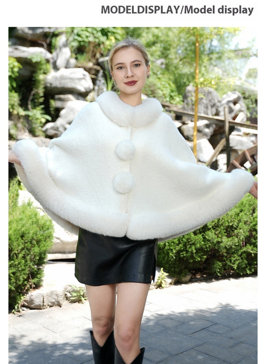 Capa Cardigan de Piel Blanca con Cuello de Peluche Estilo Inverness - Image 14