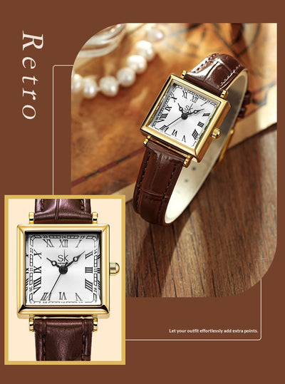 Reloj Elegante Cuadrado Retro para Mujer con Correa de Cuero - Image 10