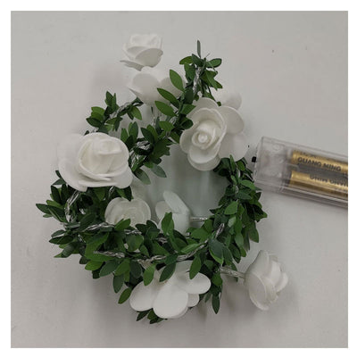 Guirnalda de Luces LED con Flores de Rosas y Hojas Verdes - Alimentación Solar, USB y Batería - Image 6