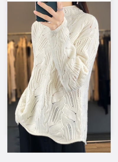 Suéter Hueco Cuello Alto Liso para Otoño e Invierno - Image 17