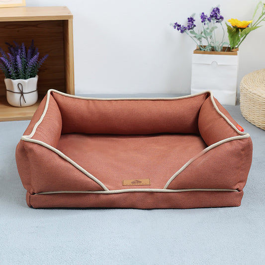 Cama Nido para Perros de Lino Extraíble y Lavable - Uso Todo el Año