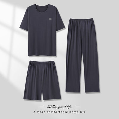 Pijama Hombre Modal Verano - Set 3 Piezas Manga Corta Transpirable - Image 3