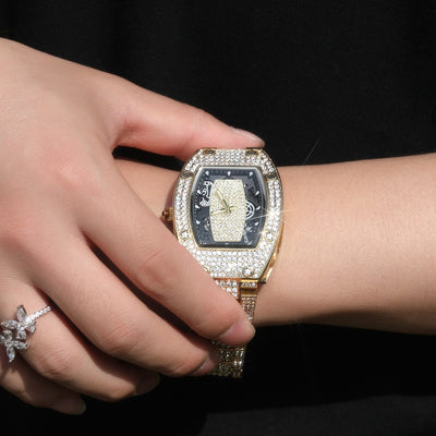 Reloj de Cuarzo Hip Hop Diseño Minimalista con Diamantes a Juego - Image 13