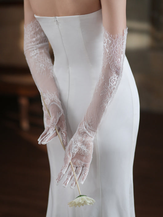 Guantes de Novia Encaje Blanco Tul Fairy para Sesión Fotográfica - Image 13