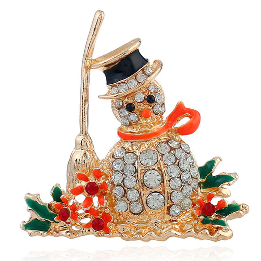 Broche Navideño Muñeco de Nieve Dorado de Lujo - Image 11