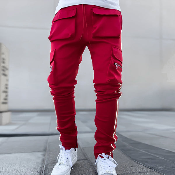Pantalones de Entrenamiento Reflectantes Holgados y Rectos para Hombre