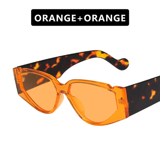 Vintage triangle notch sunglasses with brown lenses and leopard print frames and temples. - Image 5