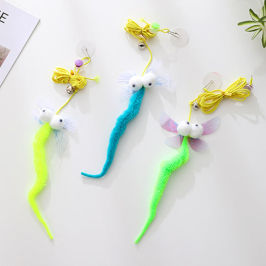 Two plush mouse cat toys, one gray and one white, with pink elastic ropes, bells, and suction cups. - Image 6