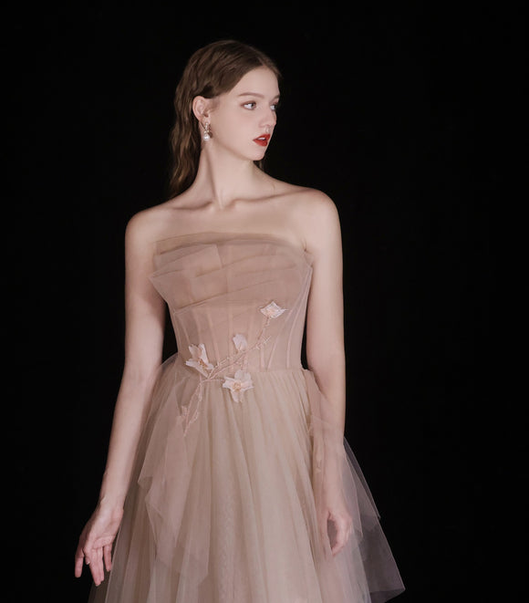 Vestido de Novia Tubo con Flores para Cena de Bodas