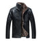 Chaqueta de Cuero con Cuello Mao Acolchada para Hombre
