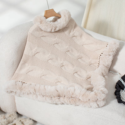 Poncho Suéter Grueso Trenzado con Cuello Alto - Image 12