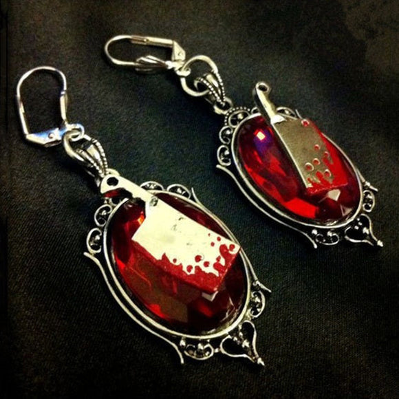 Aretes Hacha Sangriente Gótica - Adorno Halloween