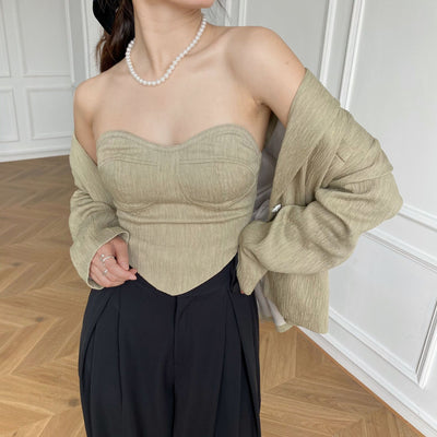 Conjunto de Dos Piezas: Top Tubo Texturizado con Blazer - Image 9