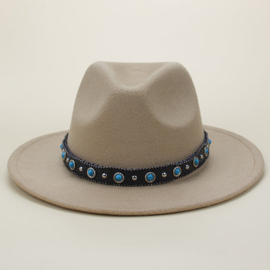 Cinturón Tejido Bohemio en Cuero y Sombrero de Fieltro con Detalles de Piel - Image 10