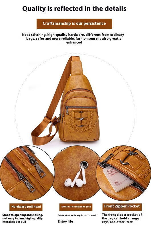 Bolso de Cuero PU Texturizado con Compartimento en el Pecho - Image 13