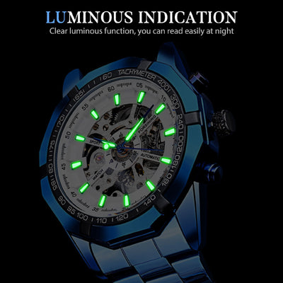 Reloj Automático Mecánico Azul con Diseño Hueco - Image 8