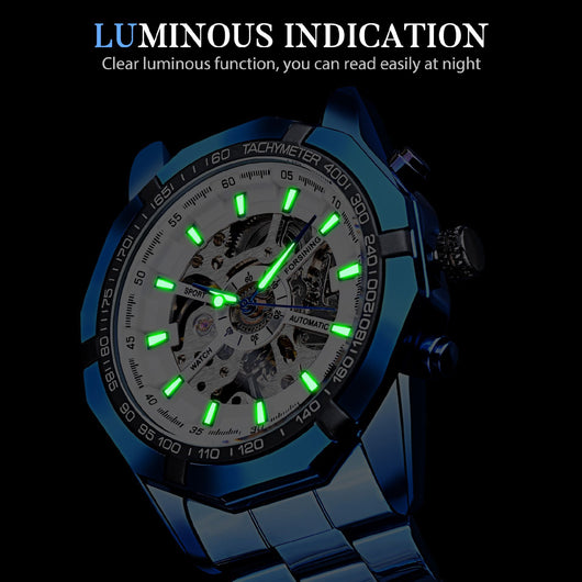 Reloj Automático Mecánico Azul con Diseño Hueco - Image 8
